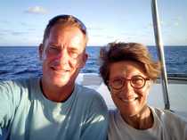 Fabrice et Magali, équipage d'Océane, catamaran de croisière dans les Antilles